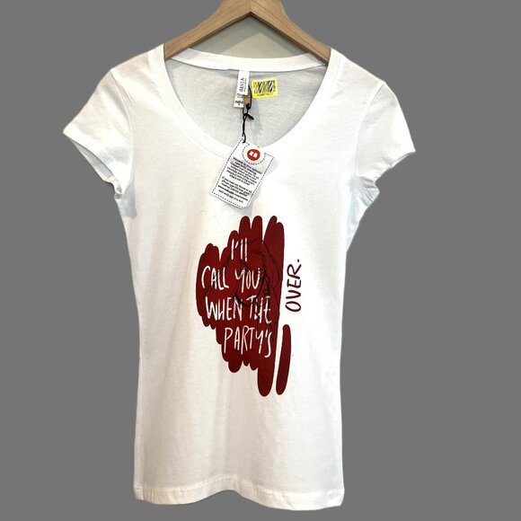 Red Bubble Party T Shirt White Red Size Small - Picture 1 of 4